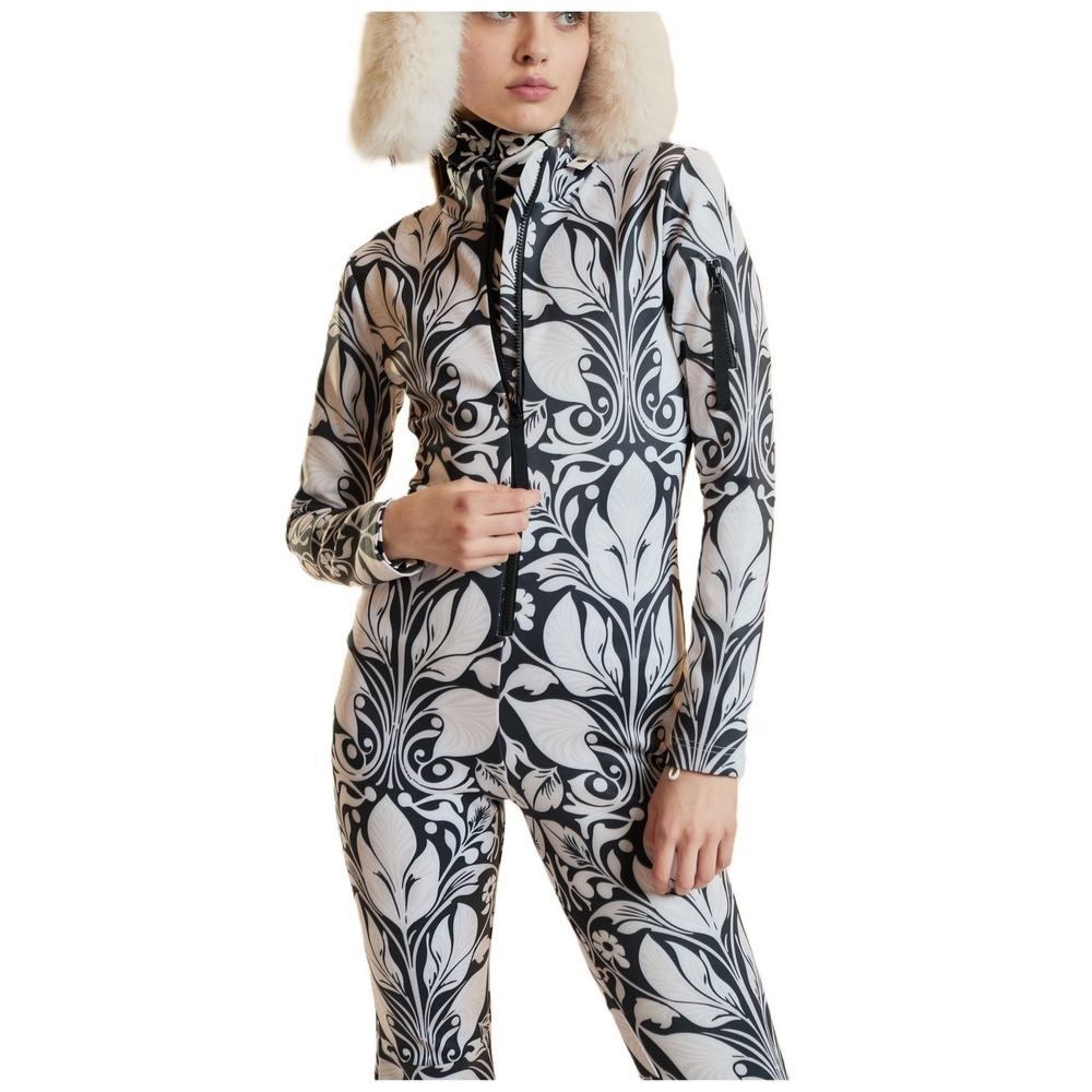 NWT Cynthia Rowley Bonded Ski Suit Womens S Black White Snowsuit Winter - Picture 4 of 10